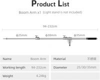 AMBITFUL MF-01 Stainless Steel Boom Arm 94-232cm