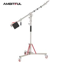 AMBITFUL L5-120PLUS Remotely Adjustable Lights Heavy Duty Stainless Steel 210CM Light Stand + Boom Arm C Stand + Wheel 
